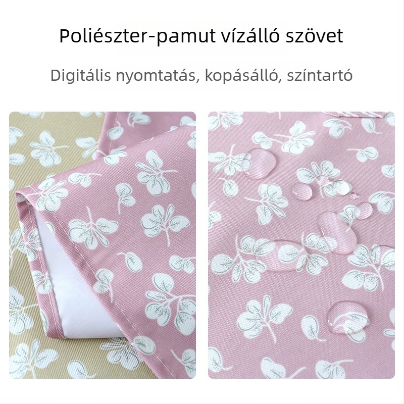 Ujjatlan kötény virágos csíkos mintával, vízálló konyhai kötény nagy zsebbel, otthoni használatra, japán stílusú aranyos dizájn