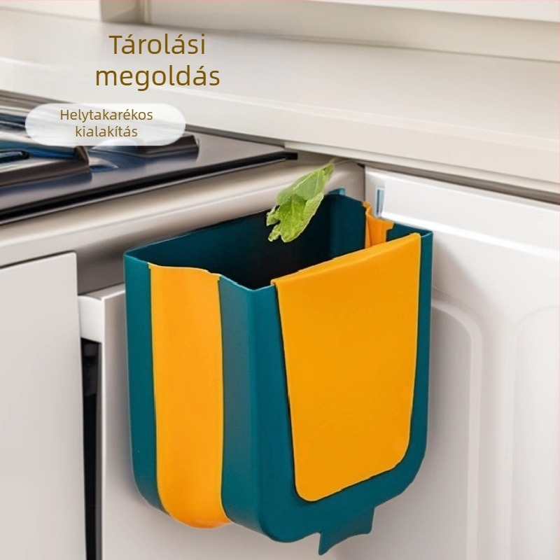Fali szemetes kuka szekrényajtókhoz, autóhasználathoz, konyhai hulladéktároló, falra szerelhető, helytakarékos, összecsukható