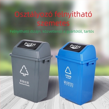Nagy műanyag kültéri hulladéktároló forgófedéllel, négy színű szelektáláshoz, kereskedelmi felhasználásra