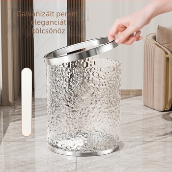12 literes műanyag kuka fedél nélküli, nyomógyűrűvel, vízhullám mintázattal és gleccser mintázattal, nappaliba és a konyhába