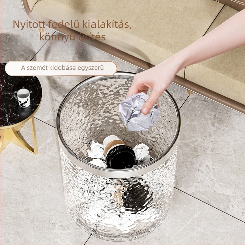 12 literes műanyag kuka fedél nélküli, nyomógyűrűvel, vízhullám mintázattal és gleccser mintázattal, nappaliba és a konyhába