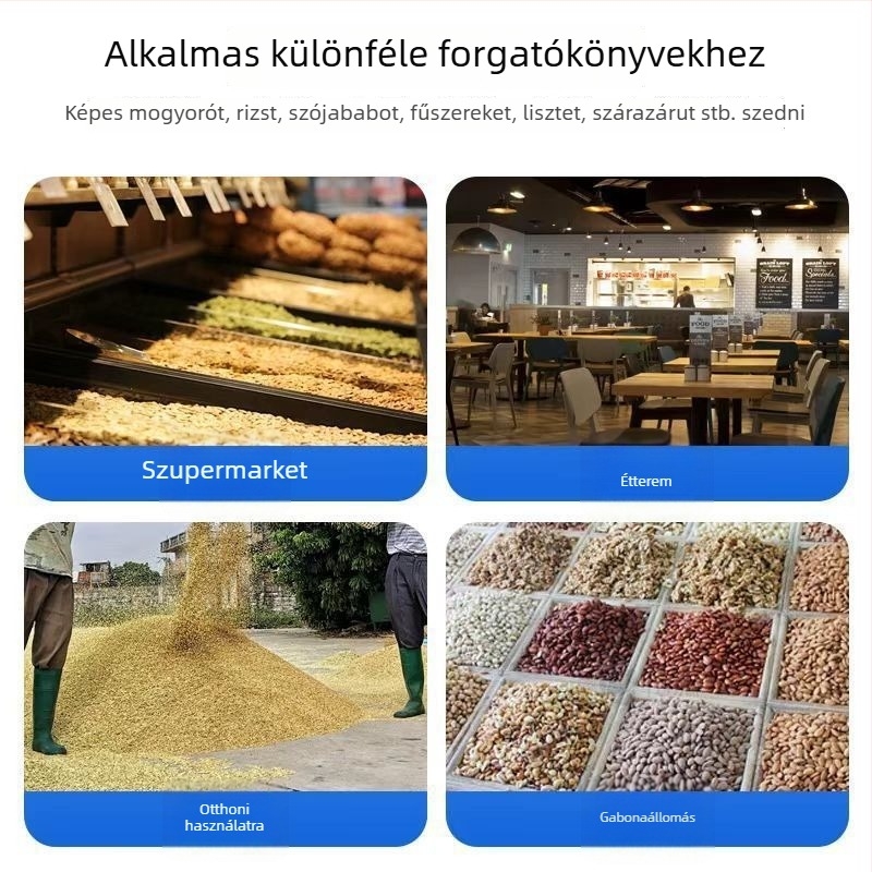 Rozsdamentes acél por- ésgabona-lapát, etetőlapát és söprés szupermarketek és élelmiszeripari üzemek számára