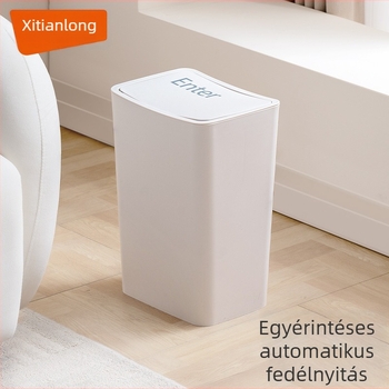 Xitianlong háztartási cilindrikus műanyag szemetes, nyomófedéllel, nagy kapacitású, több mint 12 liter, konyhához és fürdőszobához