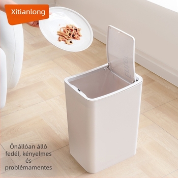 Xitianlong háztartási cilindrikus műanyag szemetes, nyomófedéllel, nagy kapacitású, több mint 12 liter, konyhához és fürdőszobához