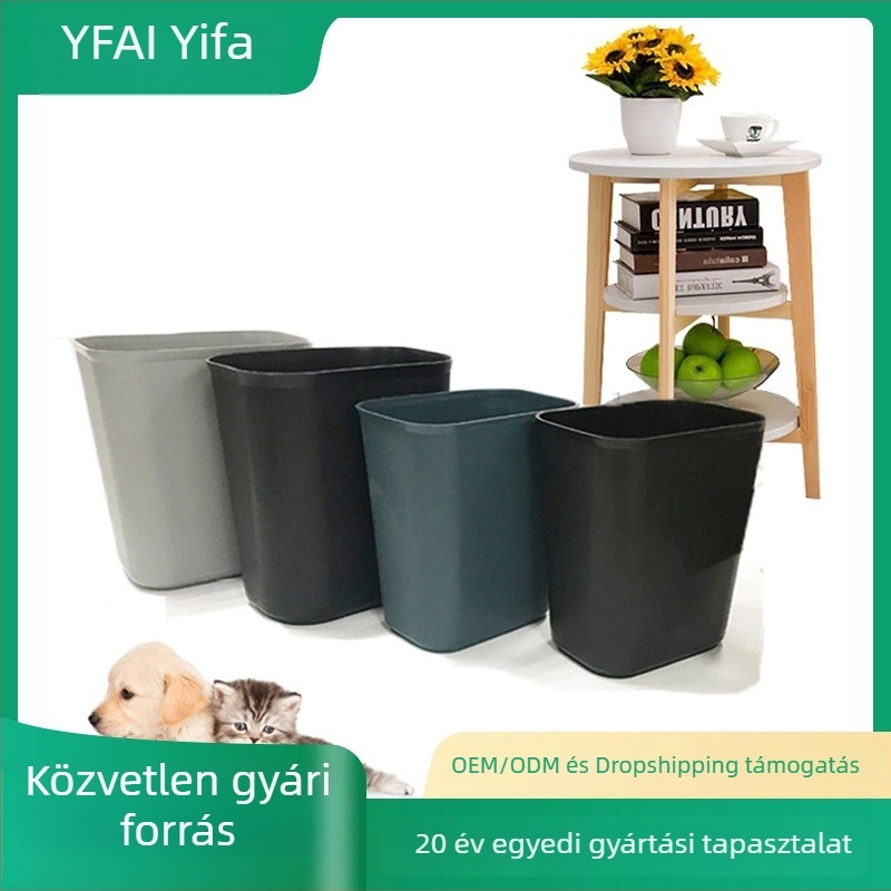 Fedél nélküli tűzálló műanyag szemetes, 12 L+, szállodákba, otthonokba, fürdőszobákba és irodákba