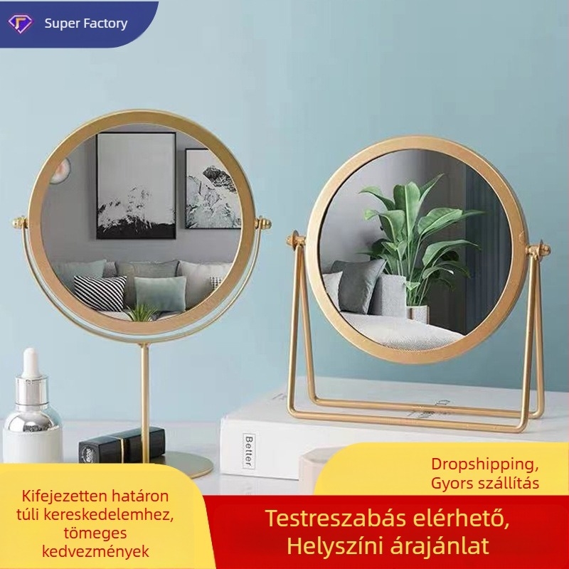 Asztali sminktükör, minimalist, hordozható, forgatható, kollégiumi szobában használható