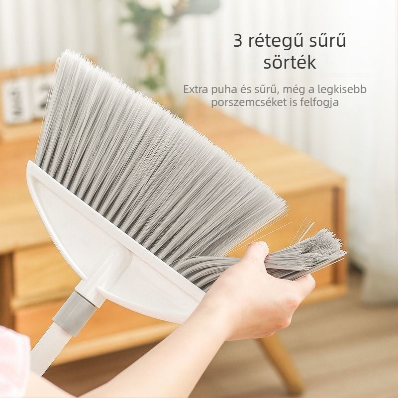 Qifei háztartási seprű — hosszú nyél, puha sörték, antistatikus, tartós, nem ragad a hajra.