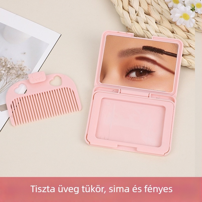 Kreatív hordozható fésű és tükör készlet, összecsukható sminktükör, mini kör alakú tükör