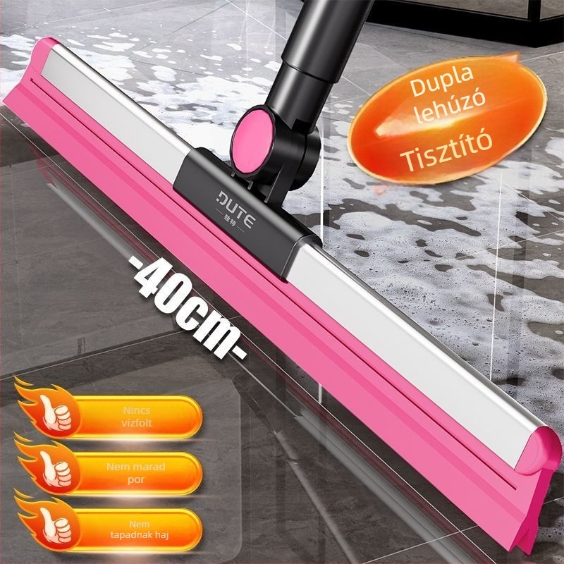 Kétszintes varázsseprű fürdőszobai padló tisztítására, forgó szilikon squeegee-fej