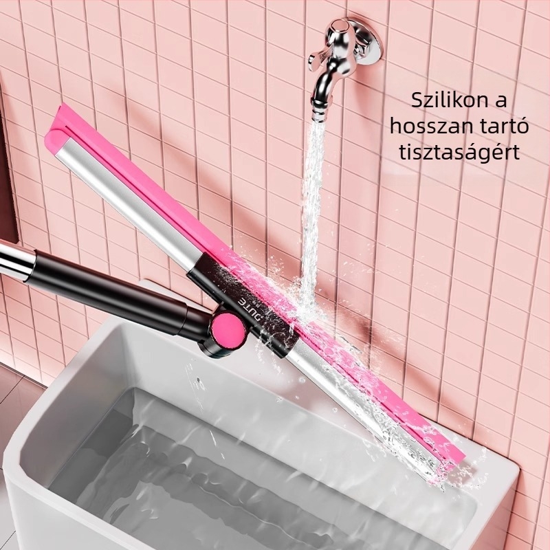 Kétszintes varázsseprű fürdőszobai padló tisztítására, forgó szilikon squeegee-fej