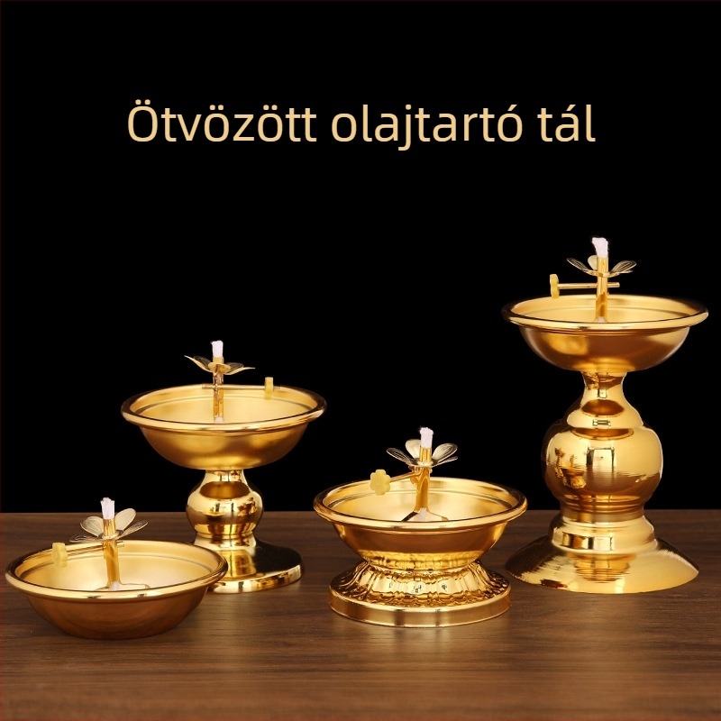 Ötvözetből készült lámpatartó olajtálcával, magas talppal, állítható fényerővel otthoni oltárhoz