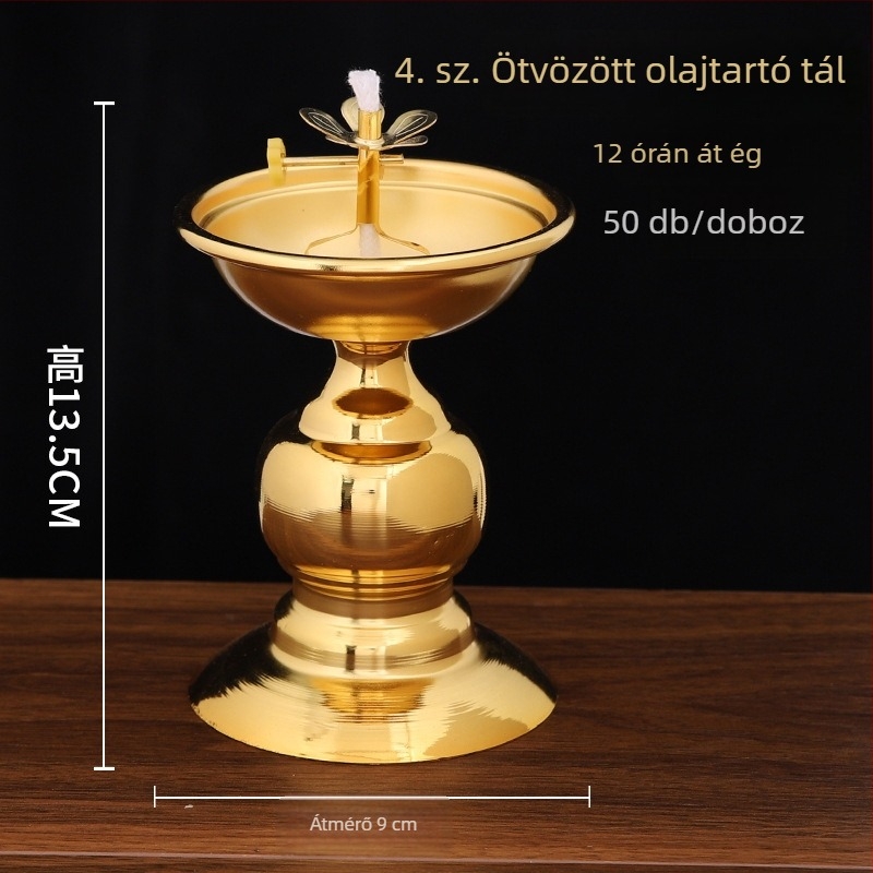 Ötvözetből készült lámpatartó olajtálcával, magas talppal, állítható fényerővel otthoni oltárhoz