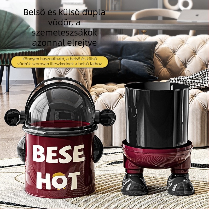 Magas lábú, két rekeszes WC-hulladékos kuka, otthoni használatra, vízálló, modern dizájn, 12 L kapacitás, fedél lengő mechanizmussal