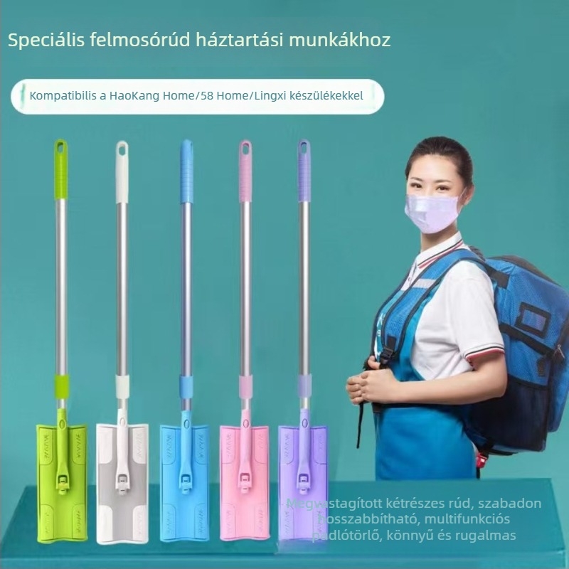Fejlesztett megerősített mopnyél könnyű lapos felmosóhoz – cserélhető fej a padló tisztításához