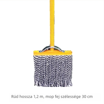 Klasszikus fa lapos felmosó pamutszálas fejjel és fa nyéllel – széles fejű, nedvszívó