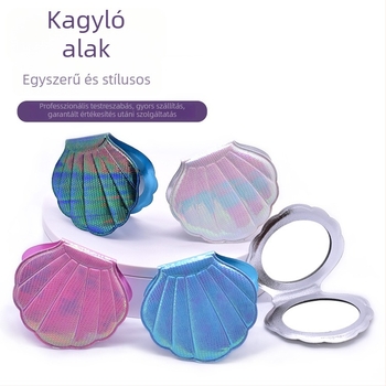 HD felbontású összecsukható sminktükör, kagyló alakú, hordozható