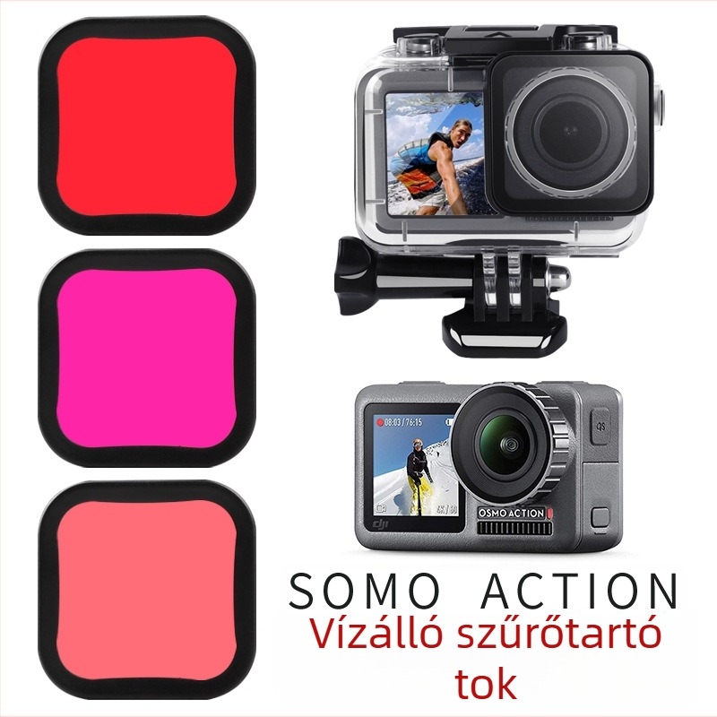 Piros és lila szűrőkészlet DJI Osmo Action vízálló tokhoz