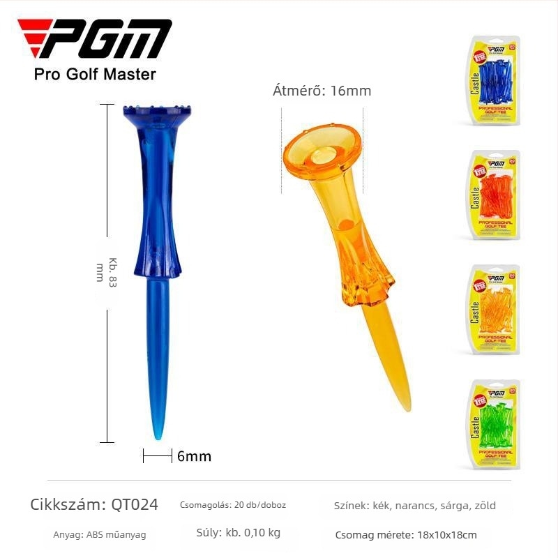 PGM Golf Tee – Versenyre tervezett golf tee, fej 8 pontú koronával, tartós, 20 db/doboz