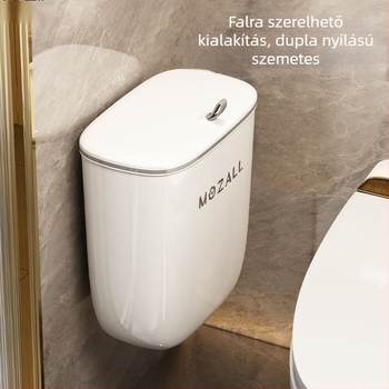 Fali szemetes fedéllel WC- és fürdőszobai használatra, keskeny rekeszekhez falra szerelhető papír- és hulladéktároló