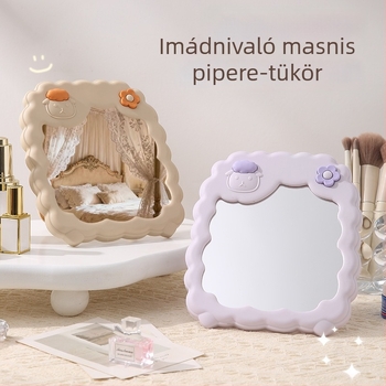 Rajzfilmfigurás asztali sminktükör, műanyag kerettel, összecsukható szépség tükör