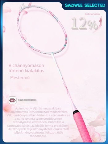 ALPSPORT Női karbon szálas badminton ütő, ultrakönnyű, 4U, 68 cm, professzionális edzéshez