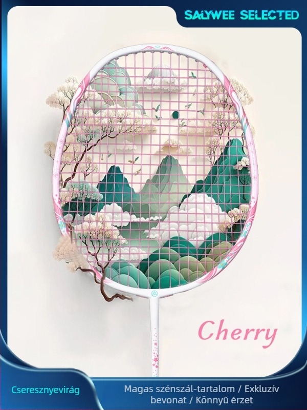 ALPSPORT Női karbon szálas badminton ütő, ultrakönnyű, 4U, 68 cm, professzionális edzéshez