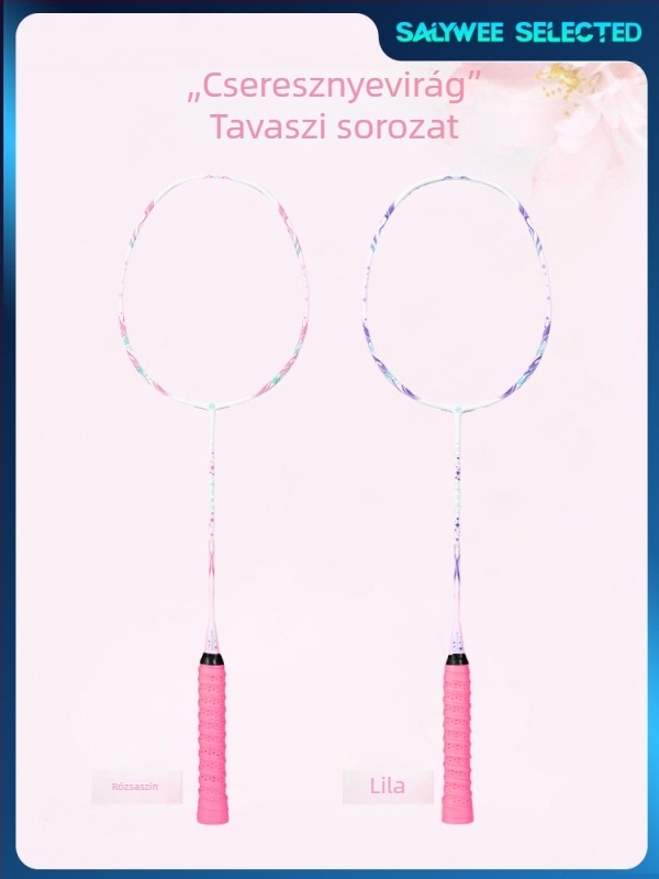 ALPSPORT Női karbon szálas badminton ütő, ultrakönnyű, 4U, 68 cm, professzionális edzéshez