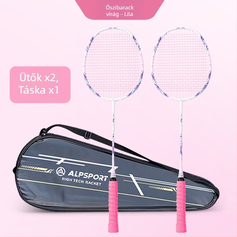 ALPSPORT Női karbon szálas badminton ütő, ultrakönnyű, 4U, 68 cm, professzionális edzéshez