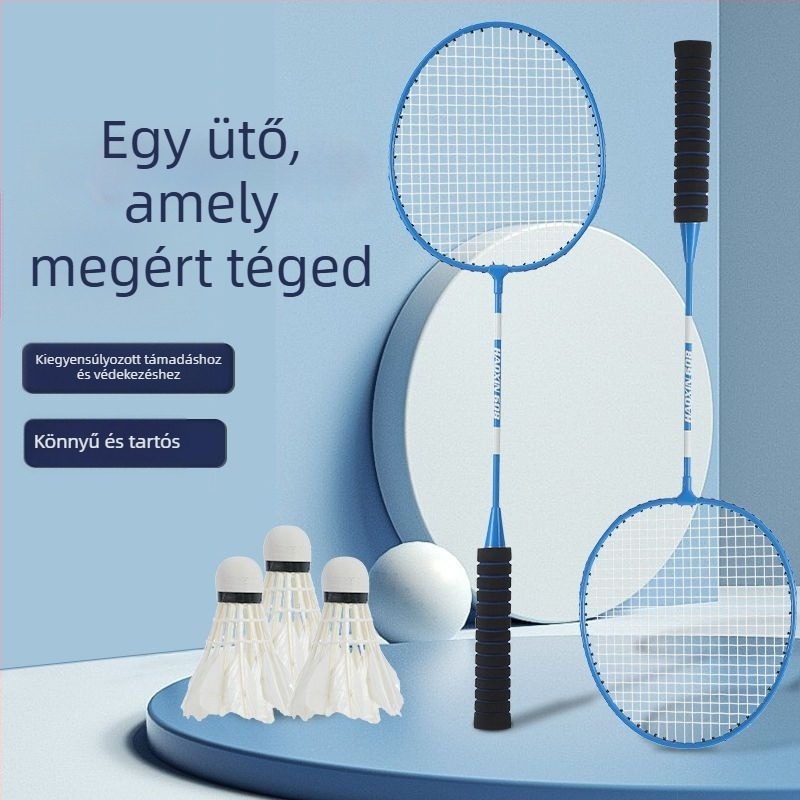 Felnőttek és fiatalok számára magas rugalmasságú tollaslabda rakéta, autentikus és tartós, támadó stílusú, edzőlabda belefoglalva