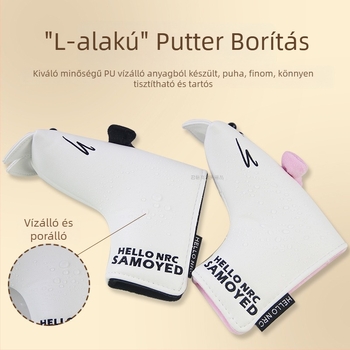 Golfputter fedél karikatúra Samoyed mintával, L-formájú mágneses csat, vízálló és porálló
