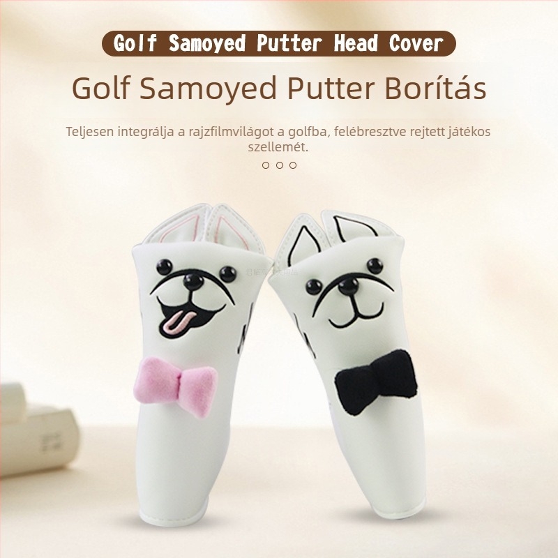 Golfputter fedél karikatúra Samoyed mintával, L-formájú mágneses csat, vízálló és porálló