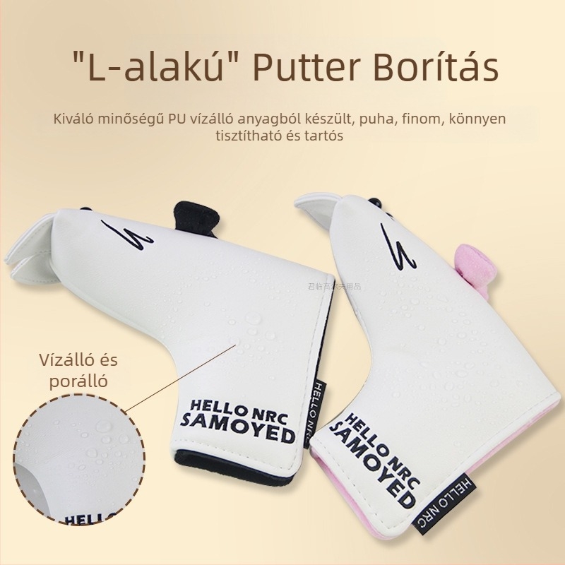 Golfputter fedél karikatúra Samoyed mintával, L-formájú mágneses csat, vízálló és porálló