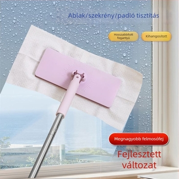 Kéz nélküli mop automatikus tolás-nyomás funkcióval és újrahasználható kendővel a padló tisztításához és a por eltávolításához