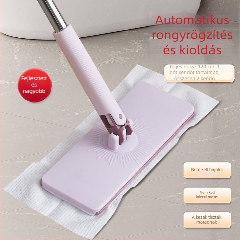 Kéz nélküli mop automatikus tolás-nyomás funkcióval és újrahasználható kendővel a padló tisztításához és a por eltávolításához