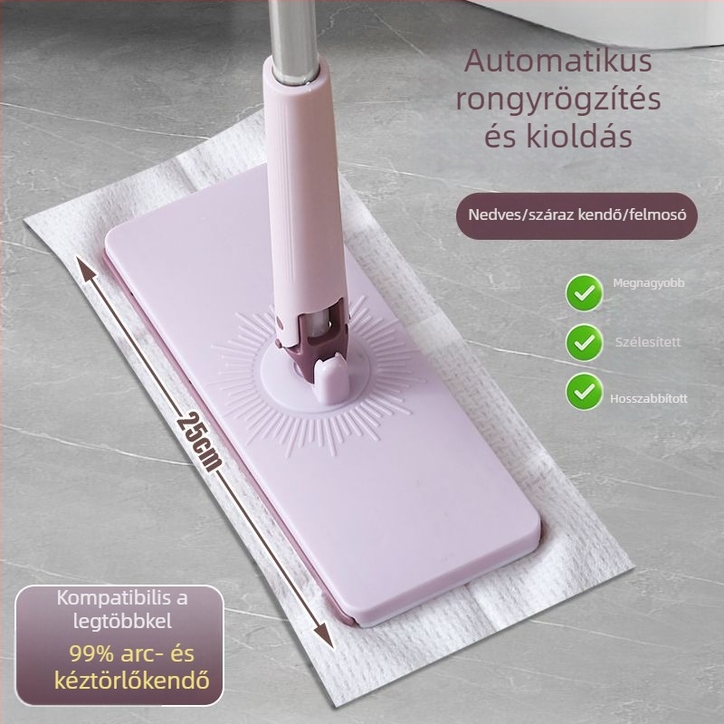 Kéz nélküli mop automatikus tolás-nyomás funkcióval és újrahasználható kendővel a padló tisztításához és a por eltávolításához