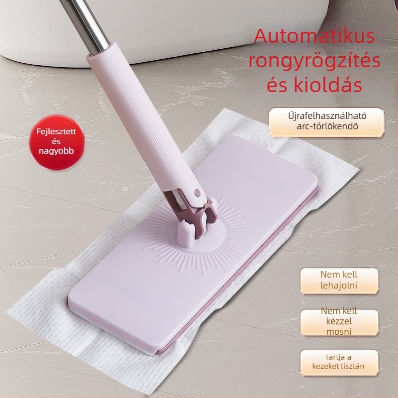 Kéz nélküli mop automatikus tolás-nyomás funkcióval és újrahasználható kendővel a padló tisztításához és a por eltávolításához