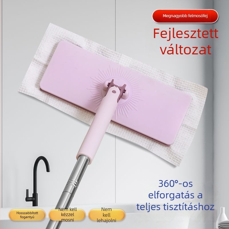 Kéz nélküli mop automatikus tolás-nyomás funkcióval és újrahasználható kendővel a padló tisztításához és a por eltávolításához