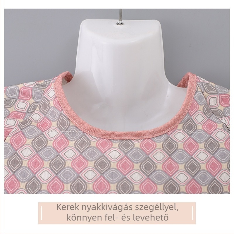 Geometriai mintás hosszú ujjú kötény otthonra és a konyhába, foltálló, női, többszínű, nagy zseb, kétoldalas