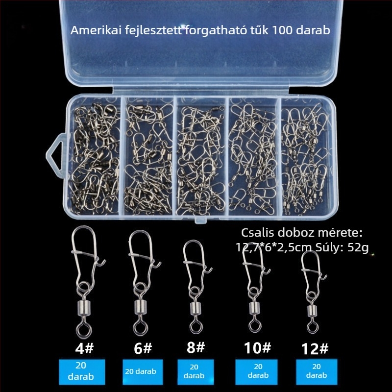 Fejlesztett amerikai stílusú nyolcas forgó csali készlet, gyorsnyitású nyolcas gyűrű csatlakozókkal, horgászfelszerelés kiegészítők