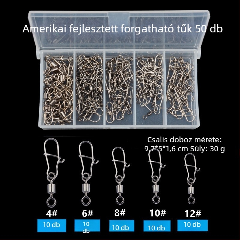 Fejlesztett amerikai stílusú nyolcas forgó csali készlet, gyorsnyitású nyolcas gyűrű csatlakozókkal, horgászfelszerelés kiegészítők