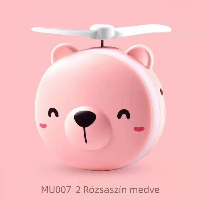 Mini hordozható sminktükör LED világítással és USB tápegységgel, rajzfilm malac dizájn, kézben tartható szépség tükör.