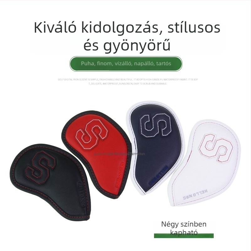 9 darabos PU vízálló golfo vasfejvédő sapka készlet, nagy számjegyekkel