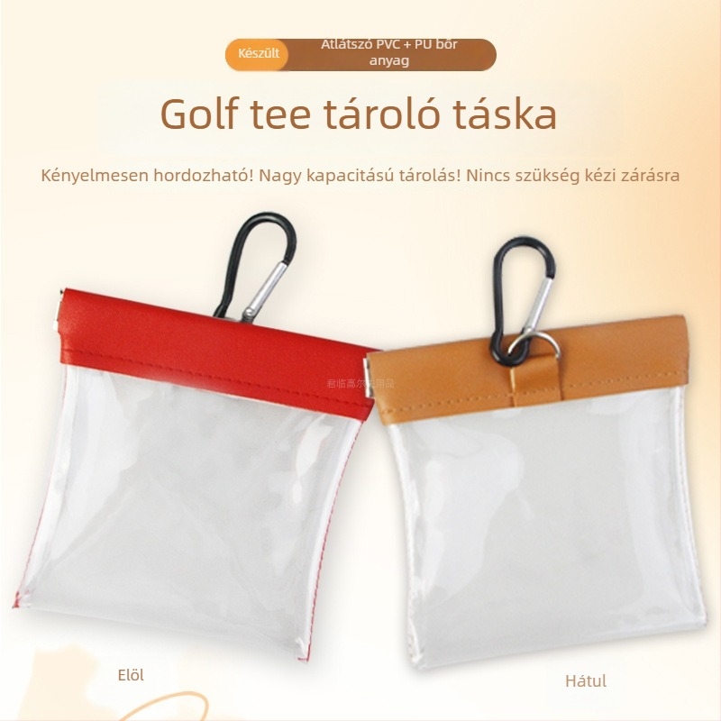 Átlátszó PVC golf tüskéket tartó táska automatikus zárócsattal és akasztóval, hordozható