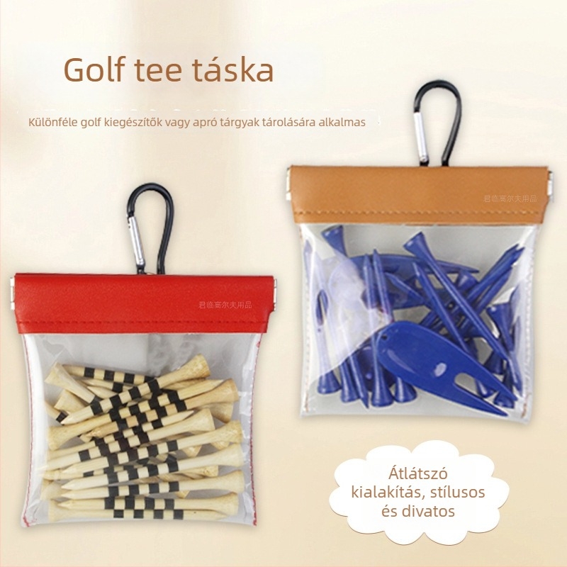 Átlátszó PVC golf tüskéket tartó táska automatikus zárócsattal és akasztóval, hordozható