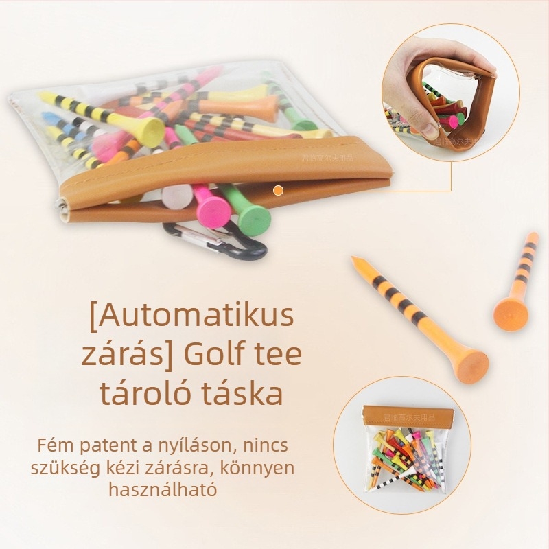 Átlátszó PVC golf tüskéket tartó táska automatikus zárócsattal és akasztóval, hordozható