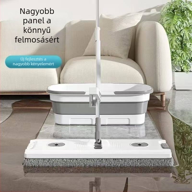 Nagy méretű otthoni lapos felmosó mikroszálas kendővel, érintésmentes padlótisztítás egy lépésben