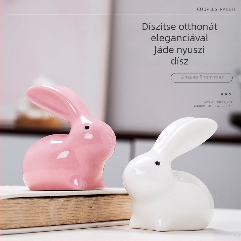 Porcelán nyuszi - dekoratív figurka az asztalra és az otthonba, teaceremóniához és modern minimalistikus ajándék