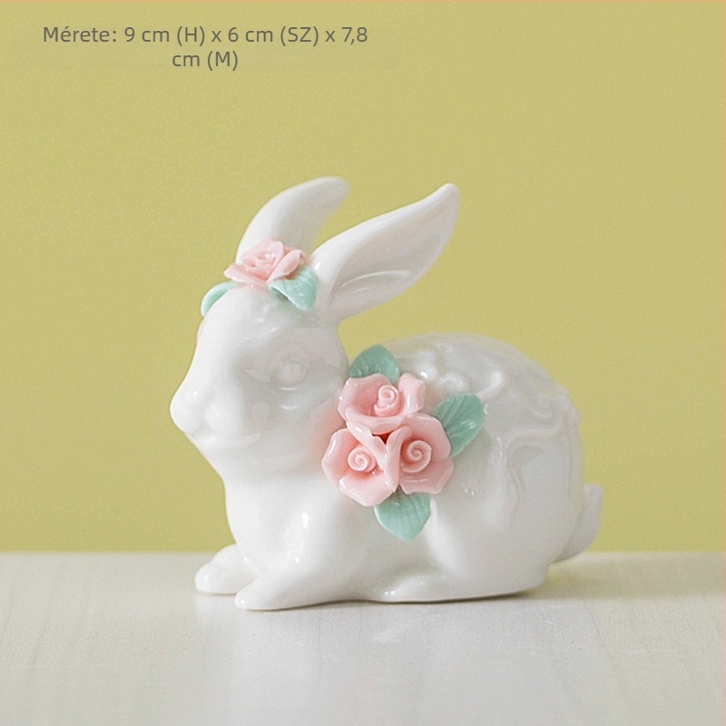 Porcelán nyuszi - dekoratív figurka az asztalra és az otthonba, teaceremóniához és modern minimalistikus ajándék
