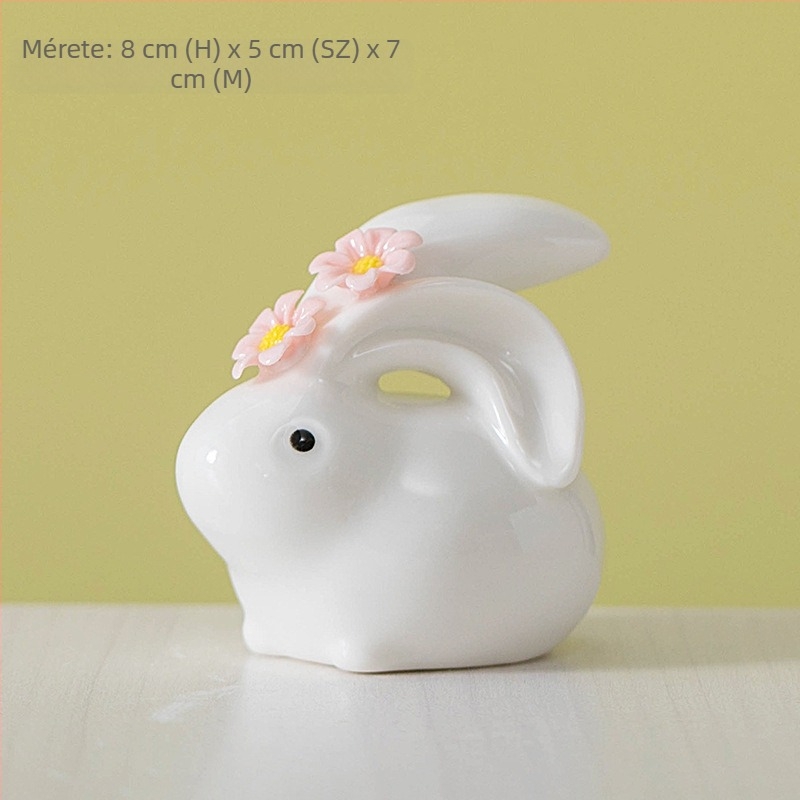 Porcelán nyuszi - dekoratív figurka az asztalra és az otthonba, teaceremóniához és modern minimalistikus ajándék