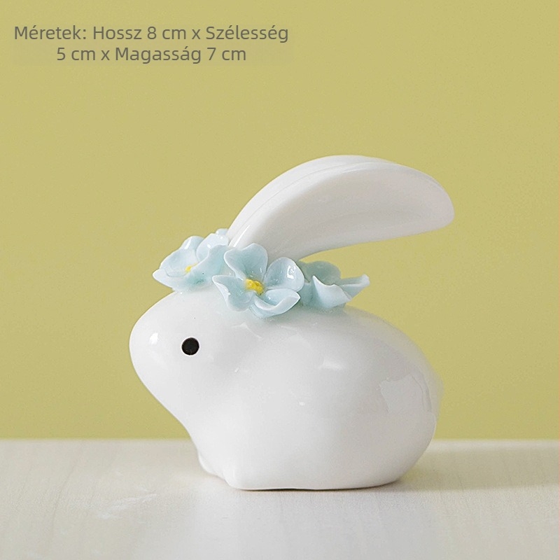 Porcelán nyuszi - dekoratív figurka az asztalra és az otthonba, teaceremóniához és modern minimalistikus ajándék
